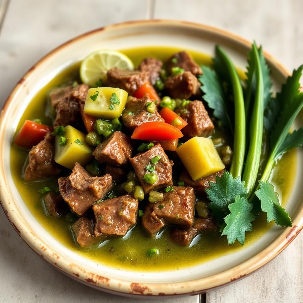 Bistec con nopales en salsa verde