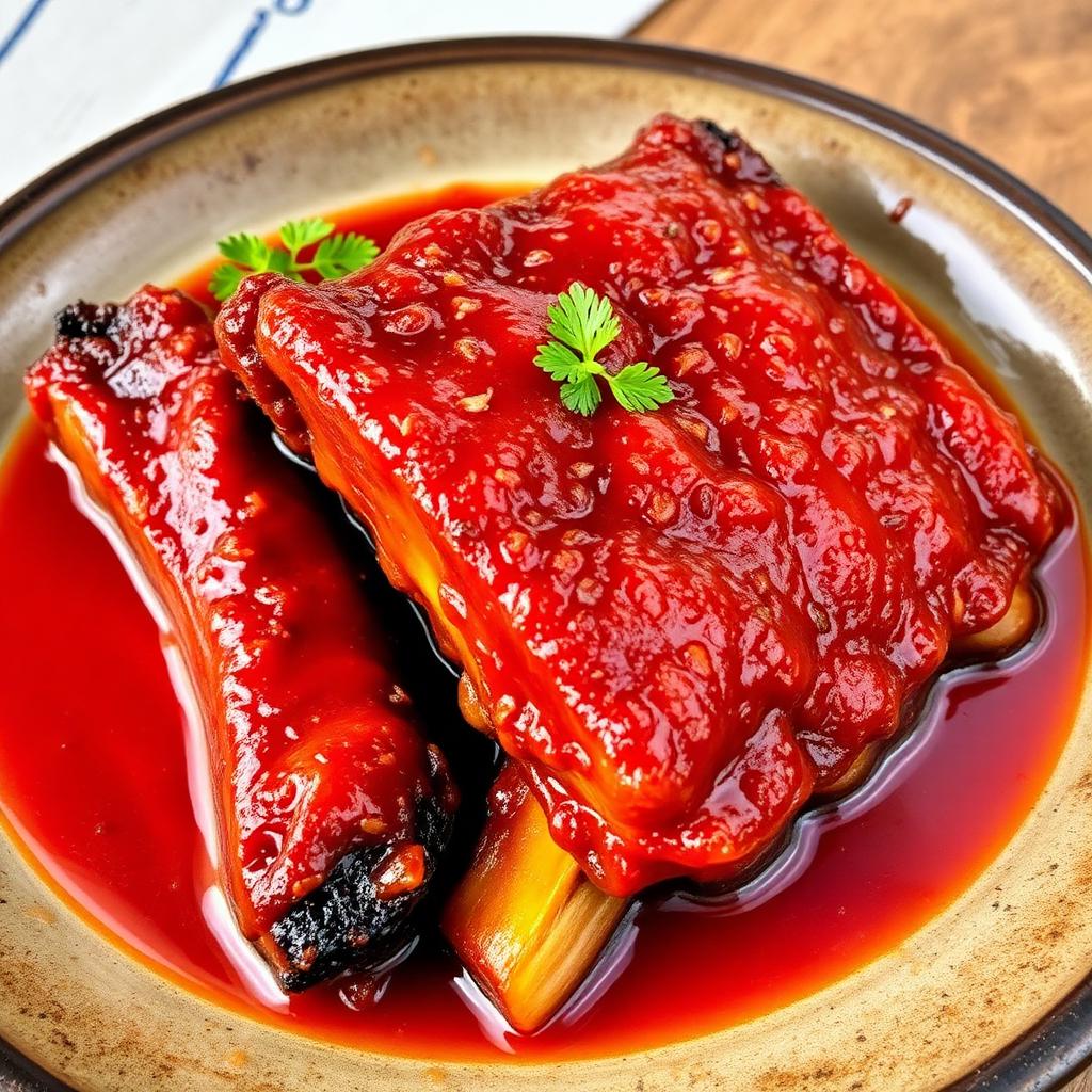 Chicharrón en salsa roja